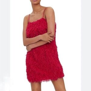 Vero Moda Kari fuzzy feather mini slip dress Medium Cocktail Nightclub Party